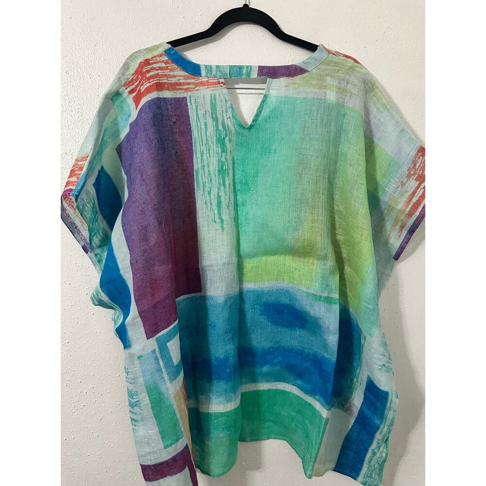 CHICOS watercolor linen tunic L-XL NWT - Picture 2 of 5